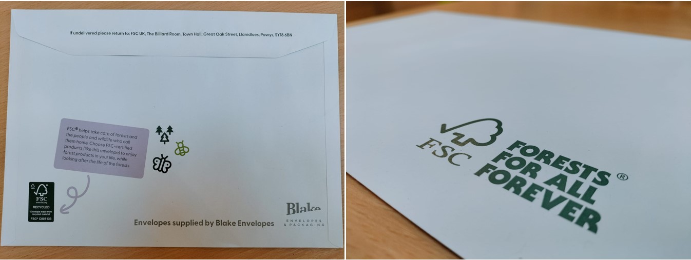 New FSC envelopes sponsored by Blake