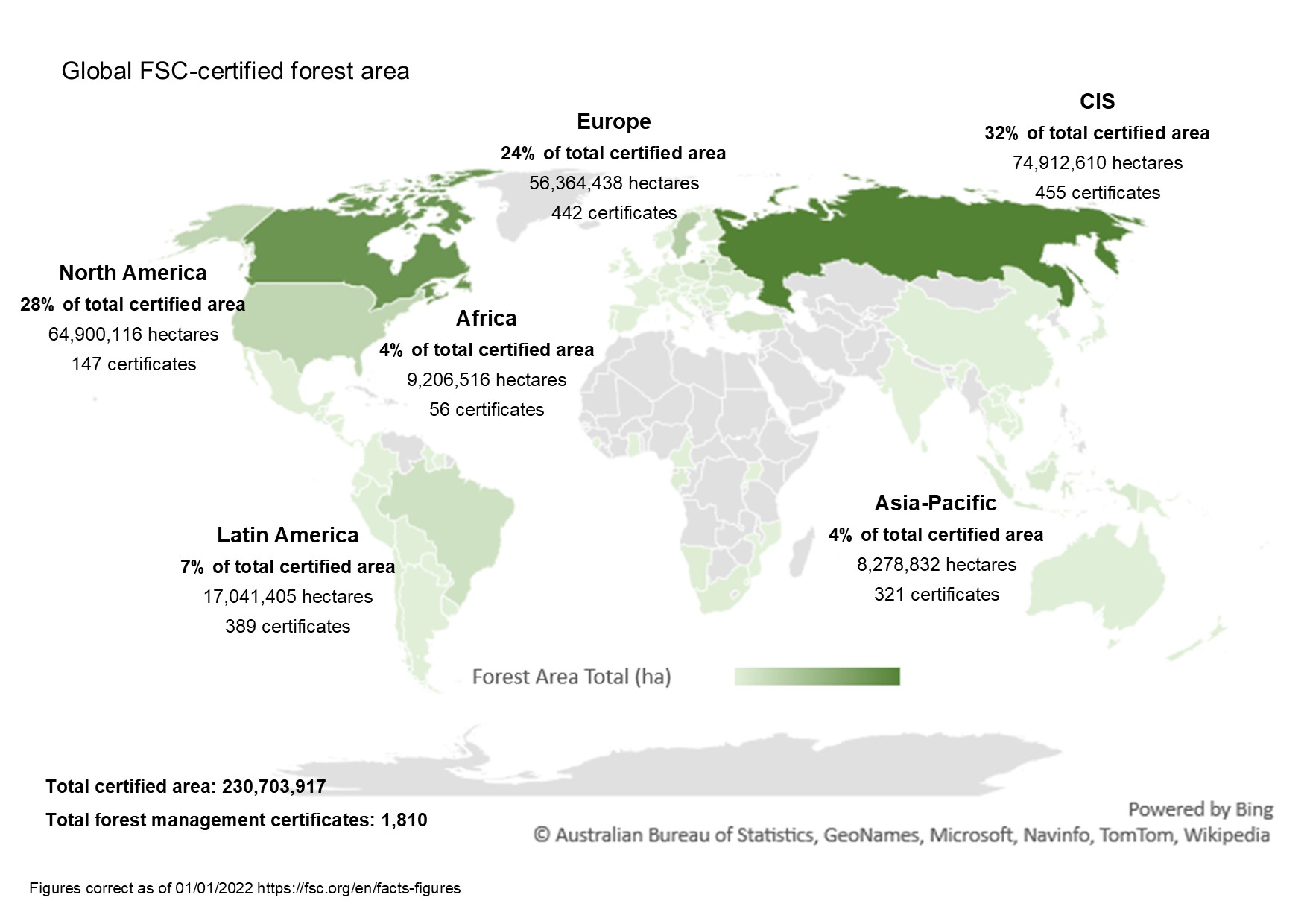 FSC-certified forests word map