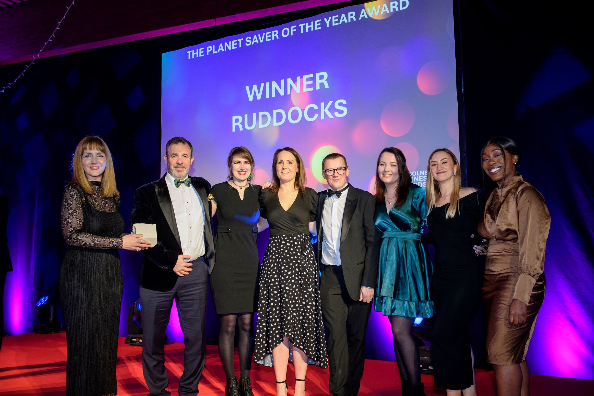 The Ruddocks team winning the 2024 Lincolnshire Business Planet Saver of the Year Award.
