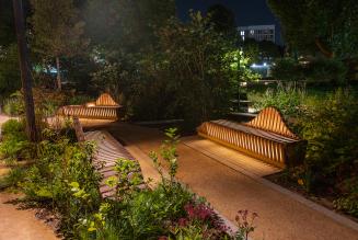 Elephant Park, London - Custom Yellow Seat - Night Scenic Triple Woodscape