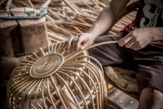 Rattan furniture being made at the Danlao Co. in Laos