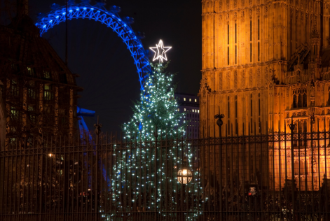 Christmas tree at the foot of Big Ben (C) Matthew Gibson