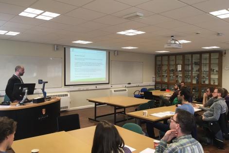 Dr Owen Davies sharing his knowledge with MSc group students