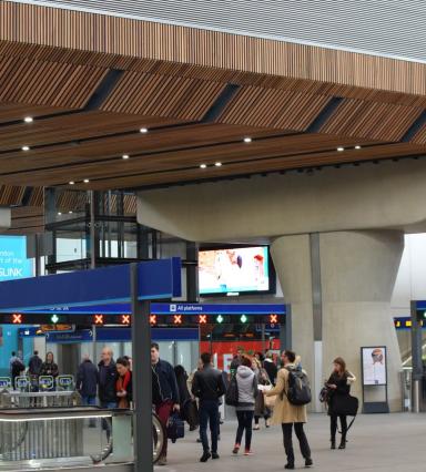 BCL FSC certified Western Red Cedar slatted ceiling at London Bridge Station